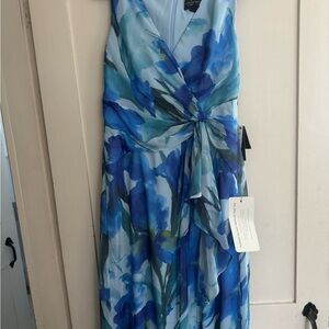 Adrianna Papell Blue Floral Maxi Dress